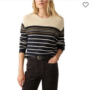 NWT Faherty Throwback Waffle Crewneck Oakland Stripe XL Casual Preppy Staple